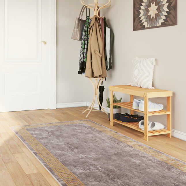Tæppe Runner MARSA Grå 100 x 300 cm Polyester og PVC