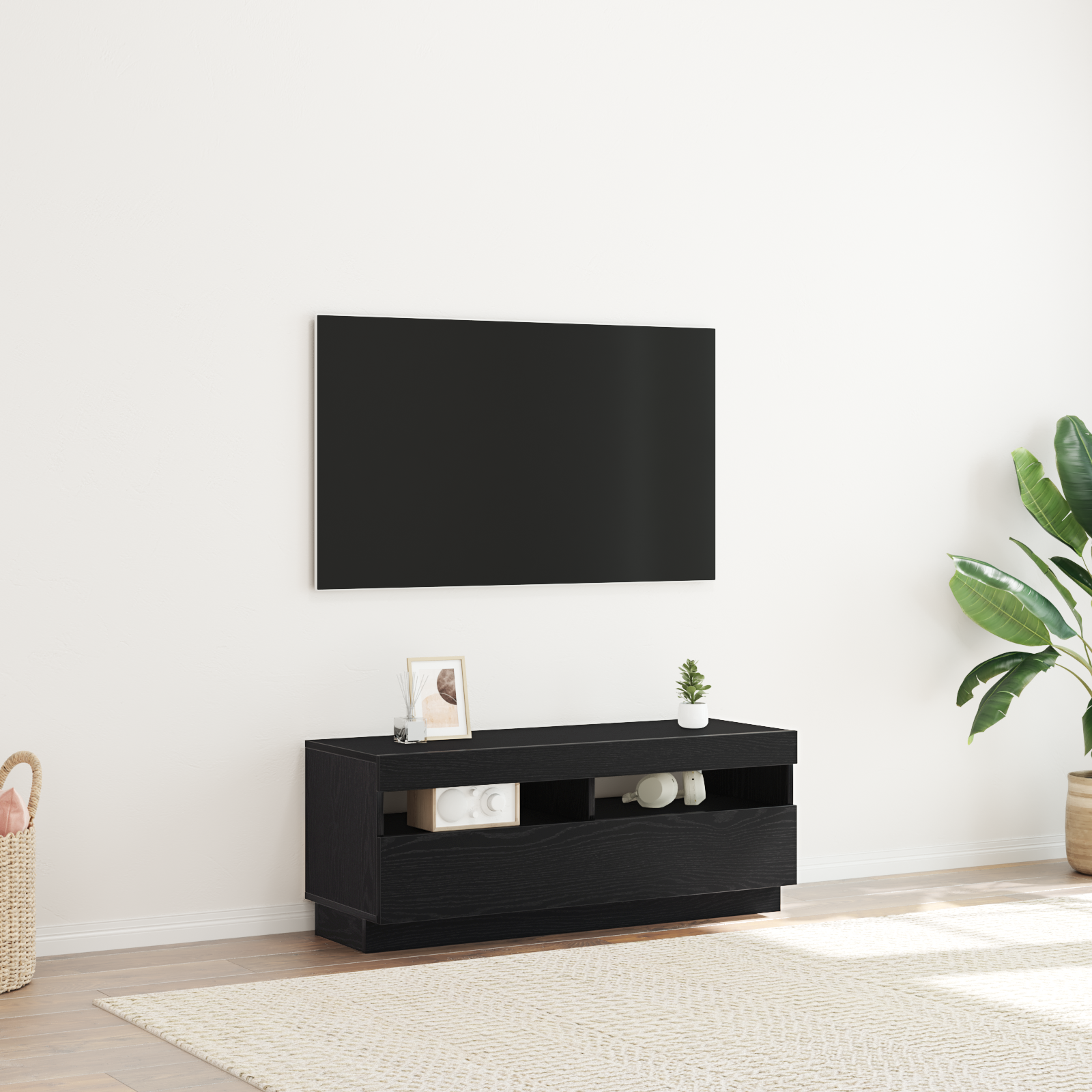 TV-skab Sort eg 100 x 35 x 40 cm Konstrueret træ