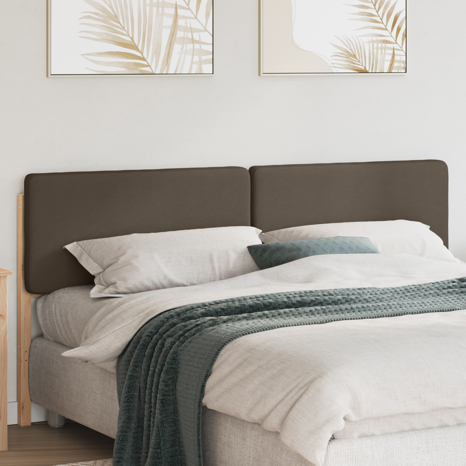 Polstret sengegavl Brun og Taupe 180 cm Massiv fyrretræ
