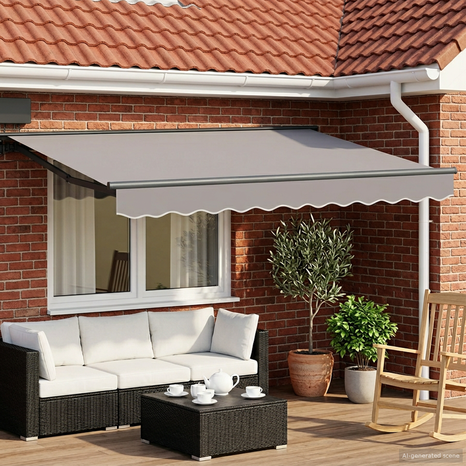 Manuel markise-ramme med LED-lys Antracit 3 x 2 m Aluminium