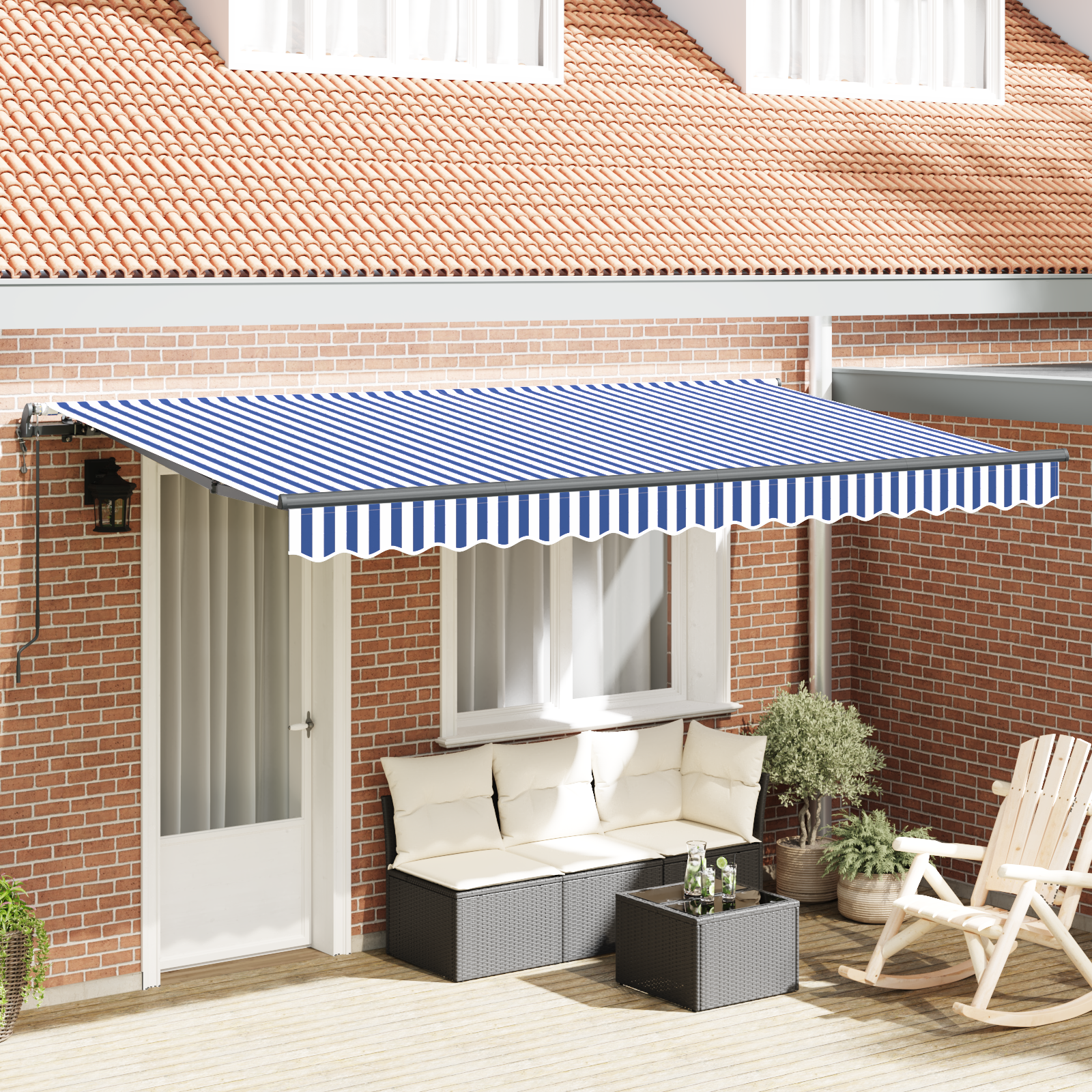 Utrækkelig Markise Blå 350 x 200 cm Stof