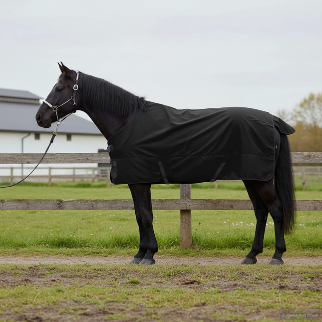Hestetæppe Mørk Grøn og Sort 125 cm Polyester