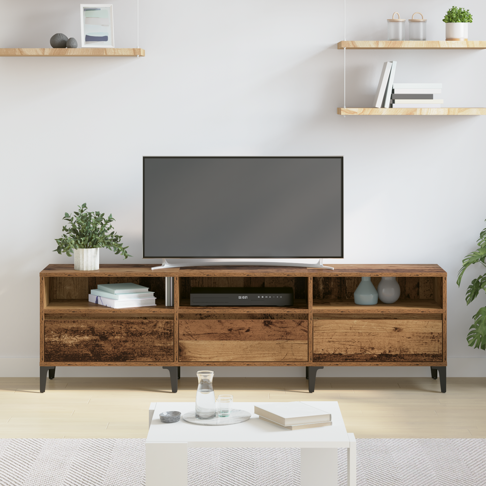 TV-skab Gammelt træ 150 x 30 x 45 cm Ingeniørt træ og jern