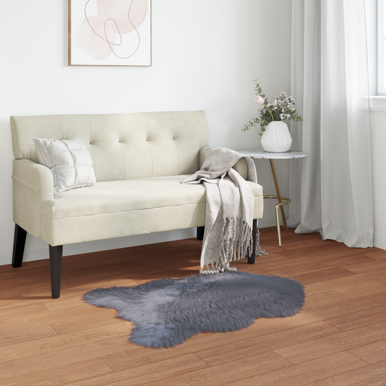 Fuskobbel lammeskindstæppe TAFALLA Antracit 80 x 120 cm