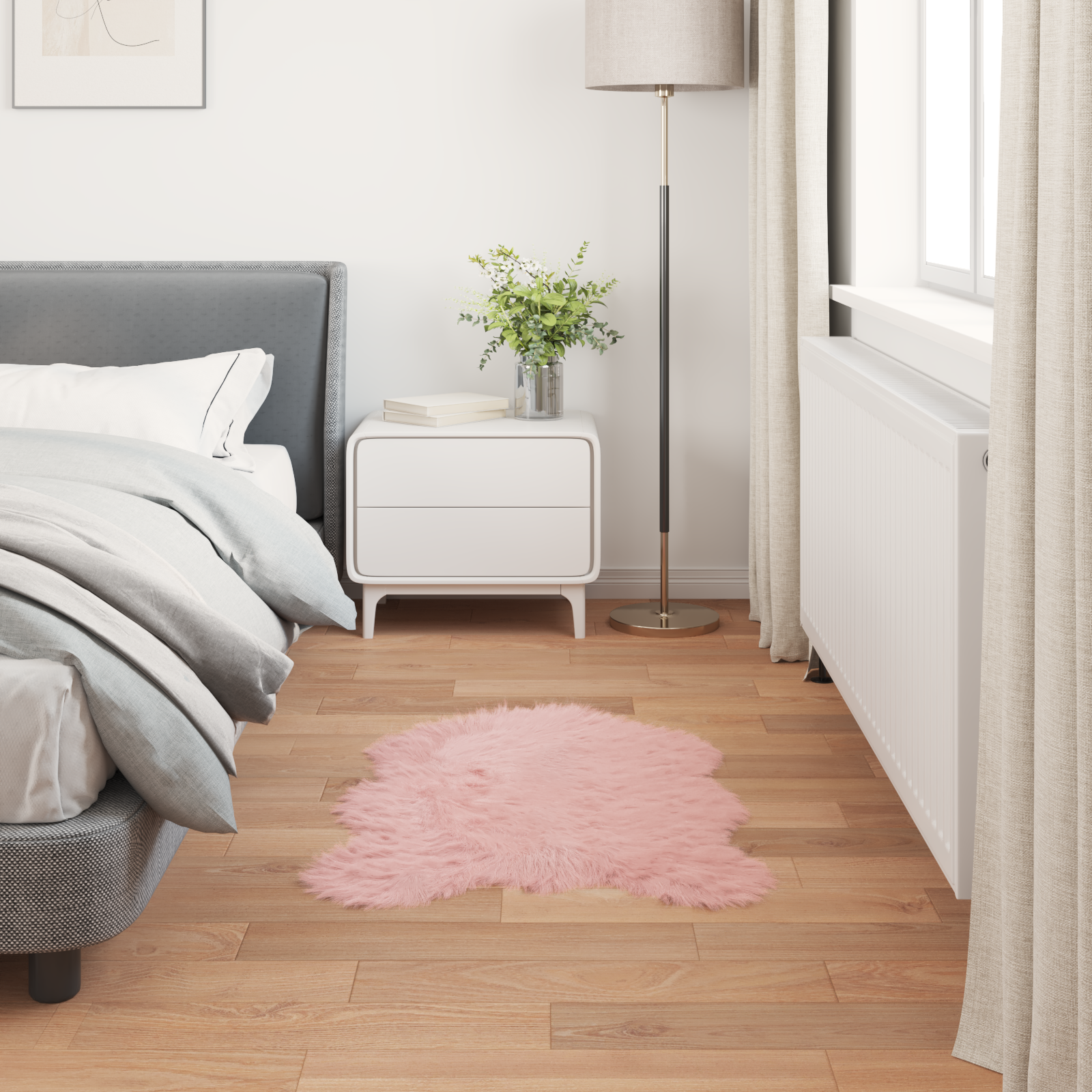 Fuskobbel lammeskindstæppe TAFALLA Lyserød 60 x 90 cm Polyester