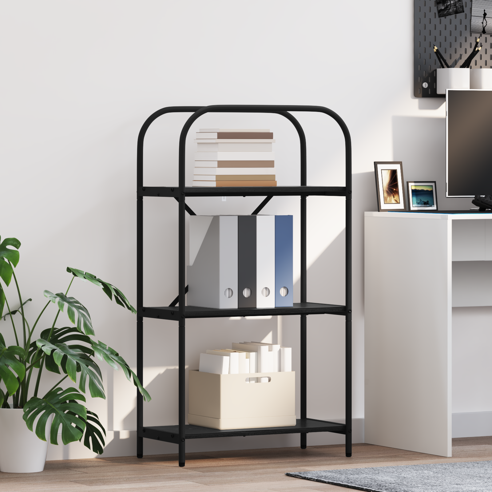 Bogreol Sort eg 60 x 30 x 109 cm Konstrueret træ