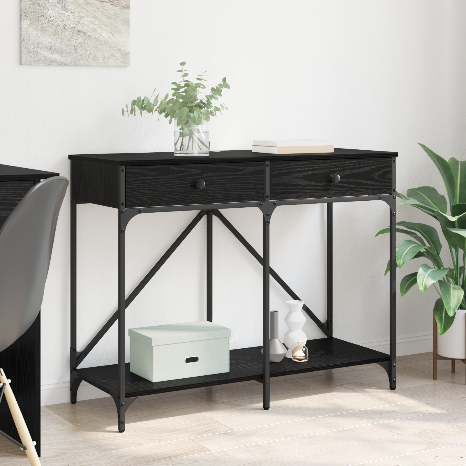 Konsolbord Sort eg 100 x 39 x 78,5 cm Konstrueret træ