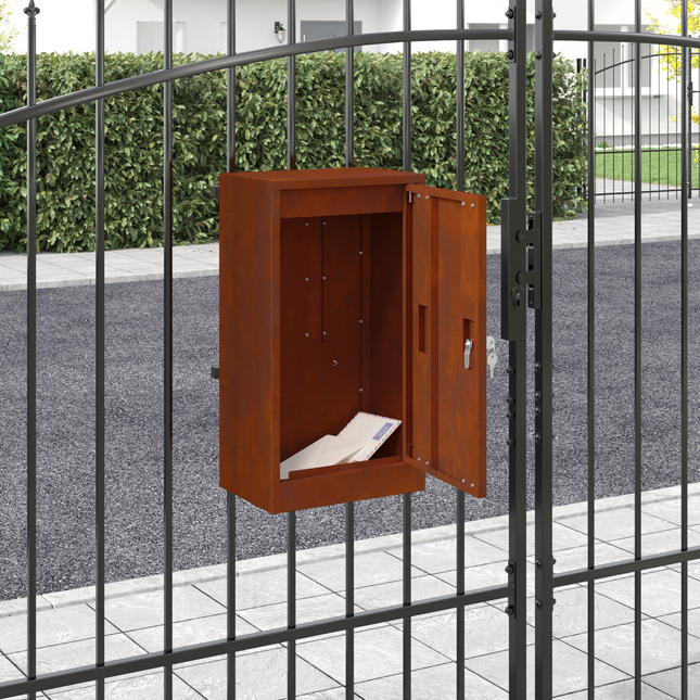 postkasse med opbevaring Rusten 30 x 20 x 55 cm Cortenstål
