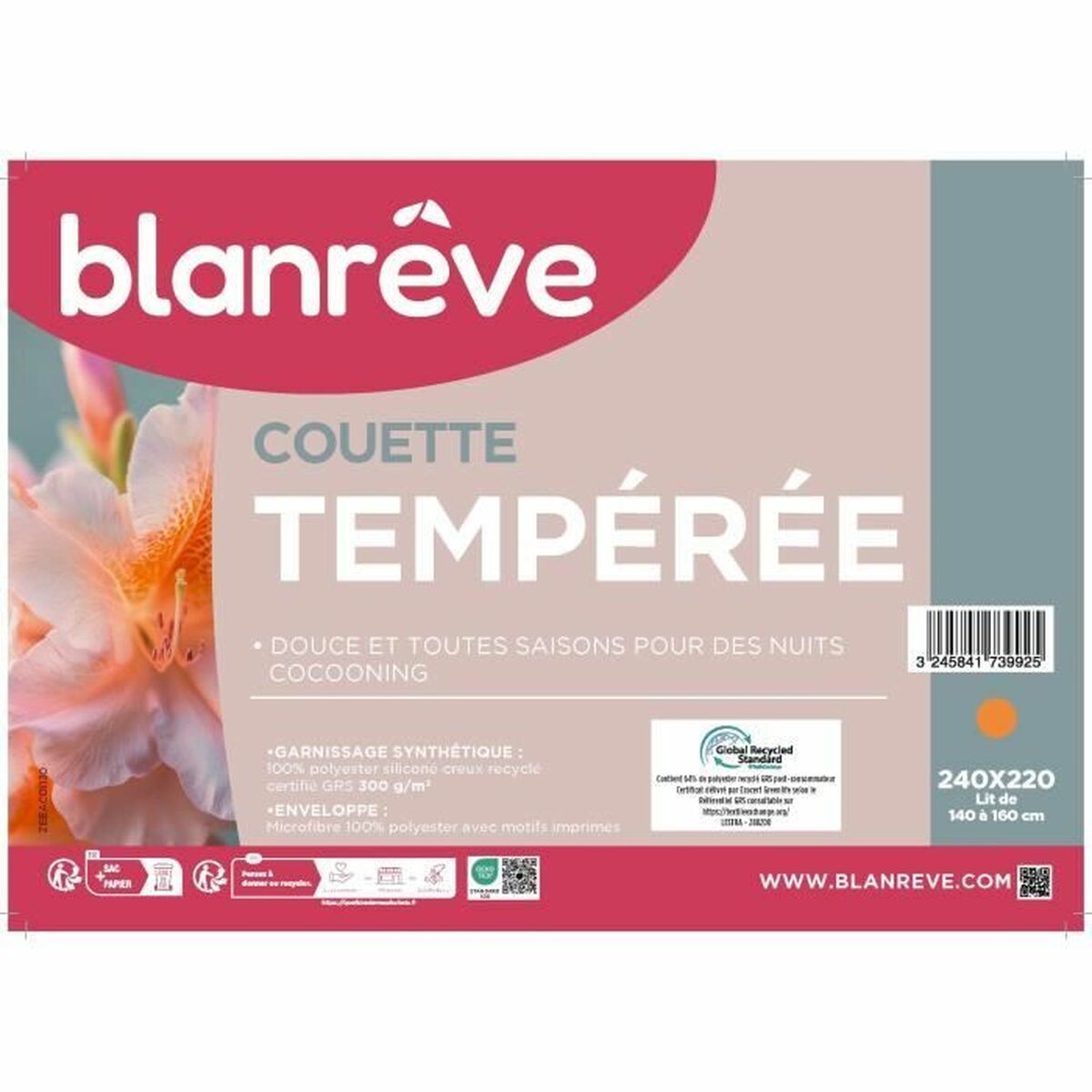 Ederdunsdyne Blanreve Hvid 300 g/m² 220 x 240 cm