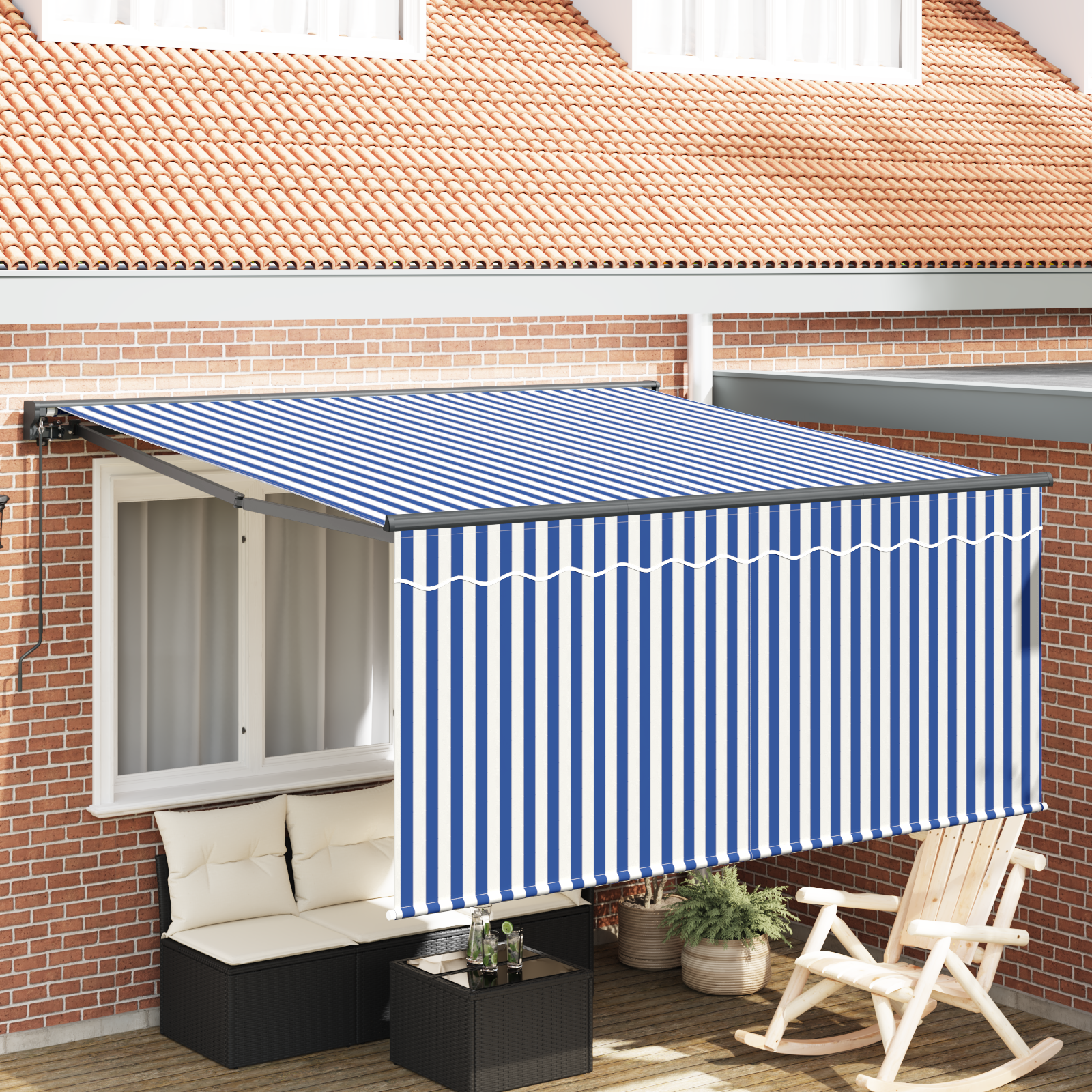 Utrækkelig Markise Blå og Hvid 300 x 250 cm