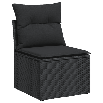 sofasæt til haven 7 dele med hynder polyrattan sort