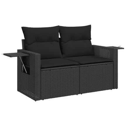 sofasæt til haven 7 dele med hynder polyrattan sort