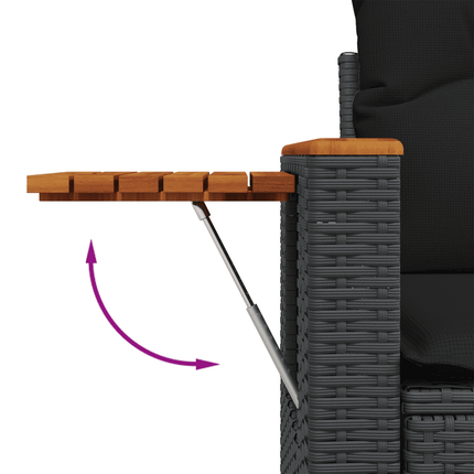 sofasæt til haven 7 dele med hynder polyrattan sort