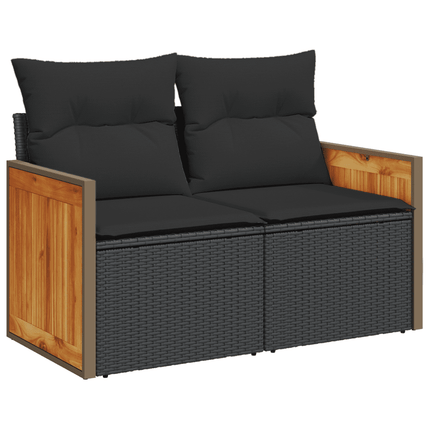 sofasæt til haven 5 dele med hynder polyrattan sort