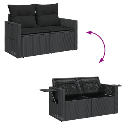 sofasæt til haven 8 dele med hynder polyrattan sort