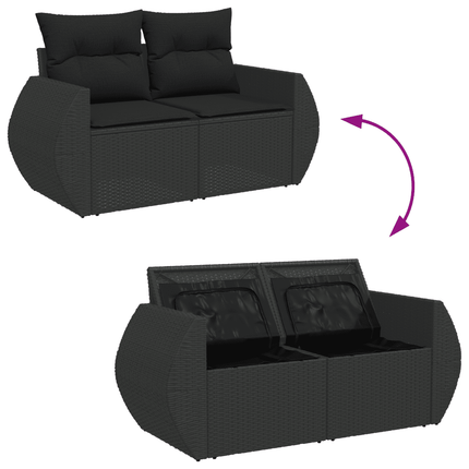 sofasæt til haven 8 dele med hynder polyrattan sort