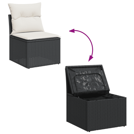 sofasæt til haven 7 dele med hynder polyrattan sort