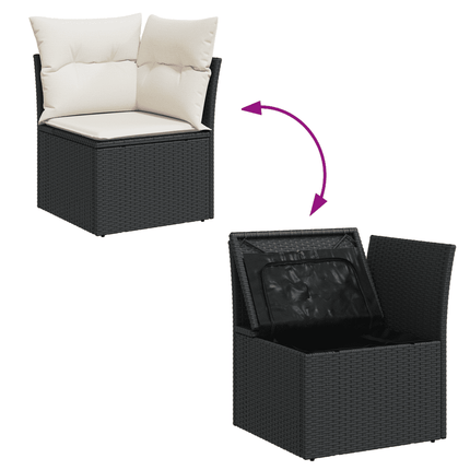 sofasæt til haven 7 dele med hynder polyrattan sort