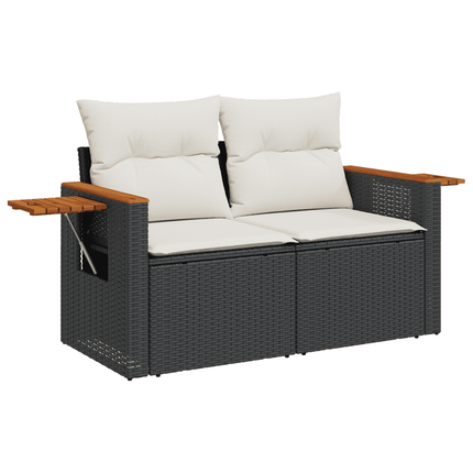 sofasæt til haven 9 dele med hynder polyrattan sort