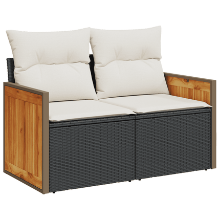 sofasæt til haven 9 dele med hynder polyrattan sort