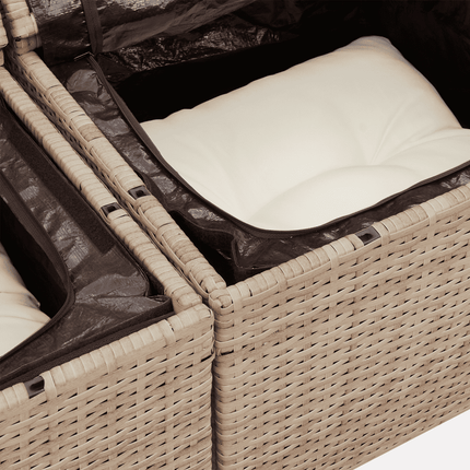 sofasæt til haven 7 dele med hynder polyrattan beige