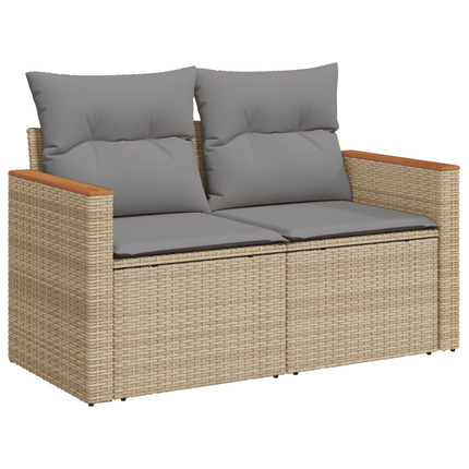 sofasæt til haven 9 dele med hynder polyrattan beige
