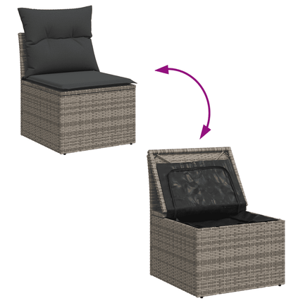 sofasæt til haven 4 dele med hynder polyrattan grå