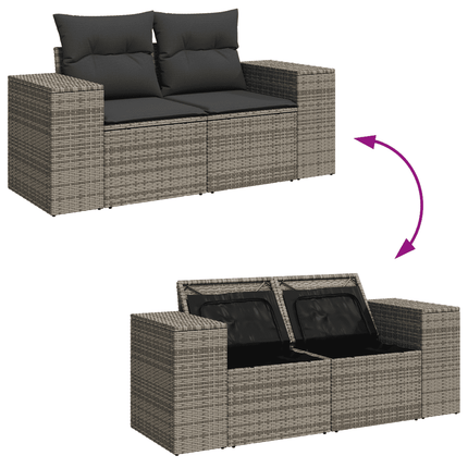 sofasæt til haven 9 dele med hynder polyrattan grå