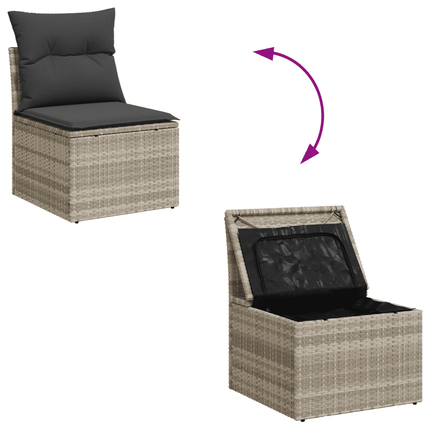 sofasæt til haven 8 dele med hynder polyrattan lysegrå