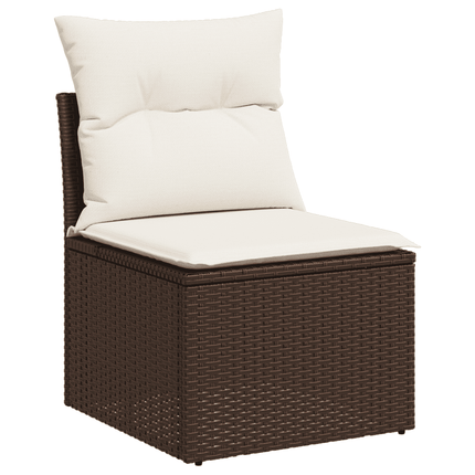 sofasæt til haven 9 dele med hynder polyrattan brun