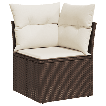 sofasæt til haven 10 dele med hynder polyrattan brun