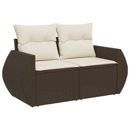 sofasæt til haven 10 dele med hynder polyrattan brun