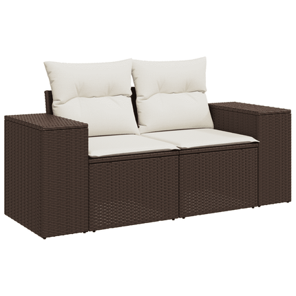 sofasæt til haven 7 dele med hynder polyrattan brun