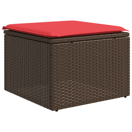 havesofasæt med 7 hynder brun polyrattan