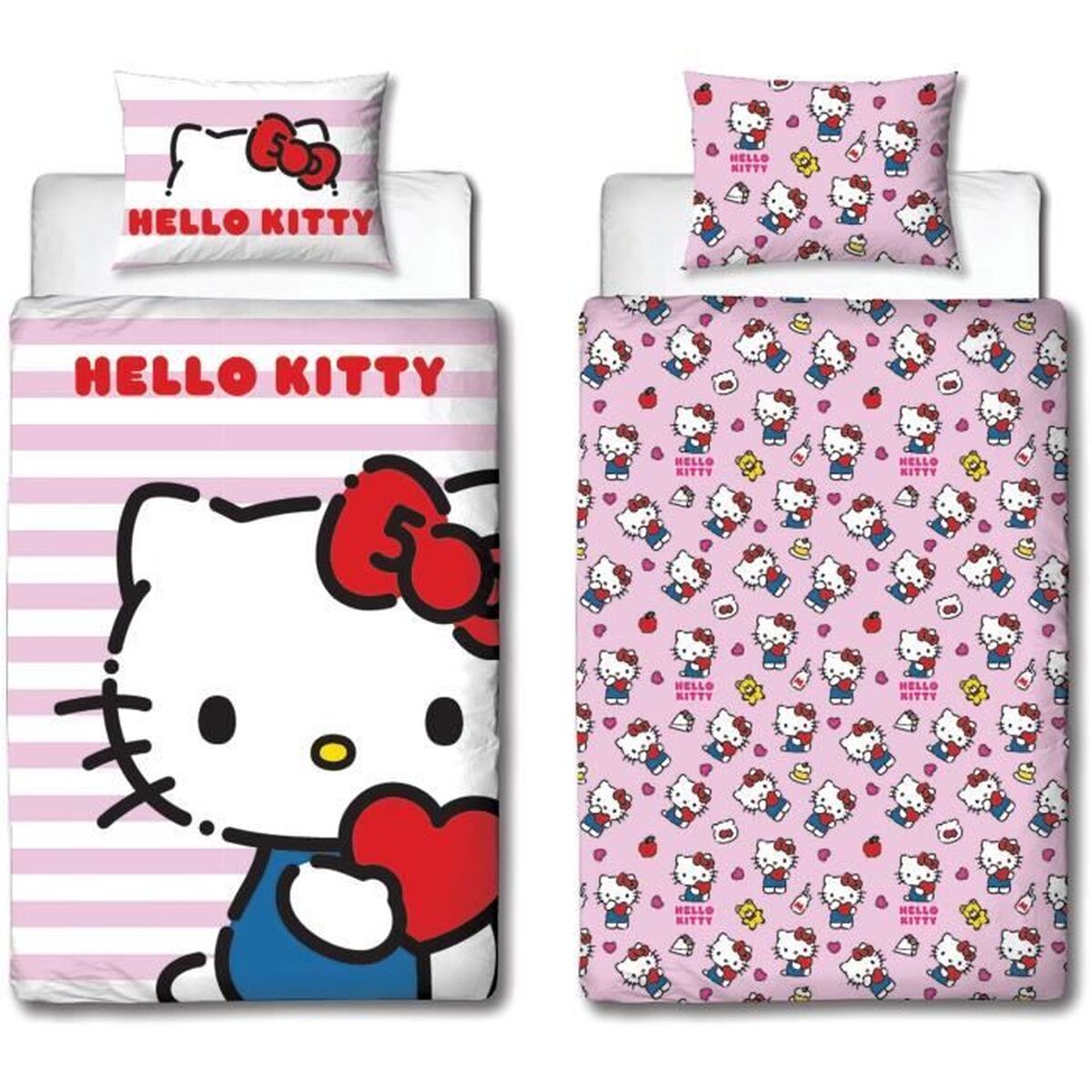 Dynebetræk sæt Hello Kitty 25 x 5 x 30 cm Pink Seng 140 2 Dele