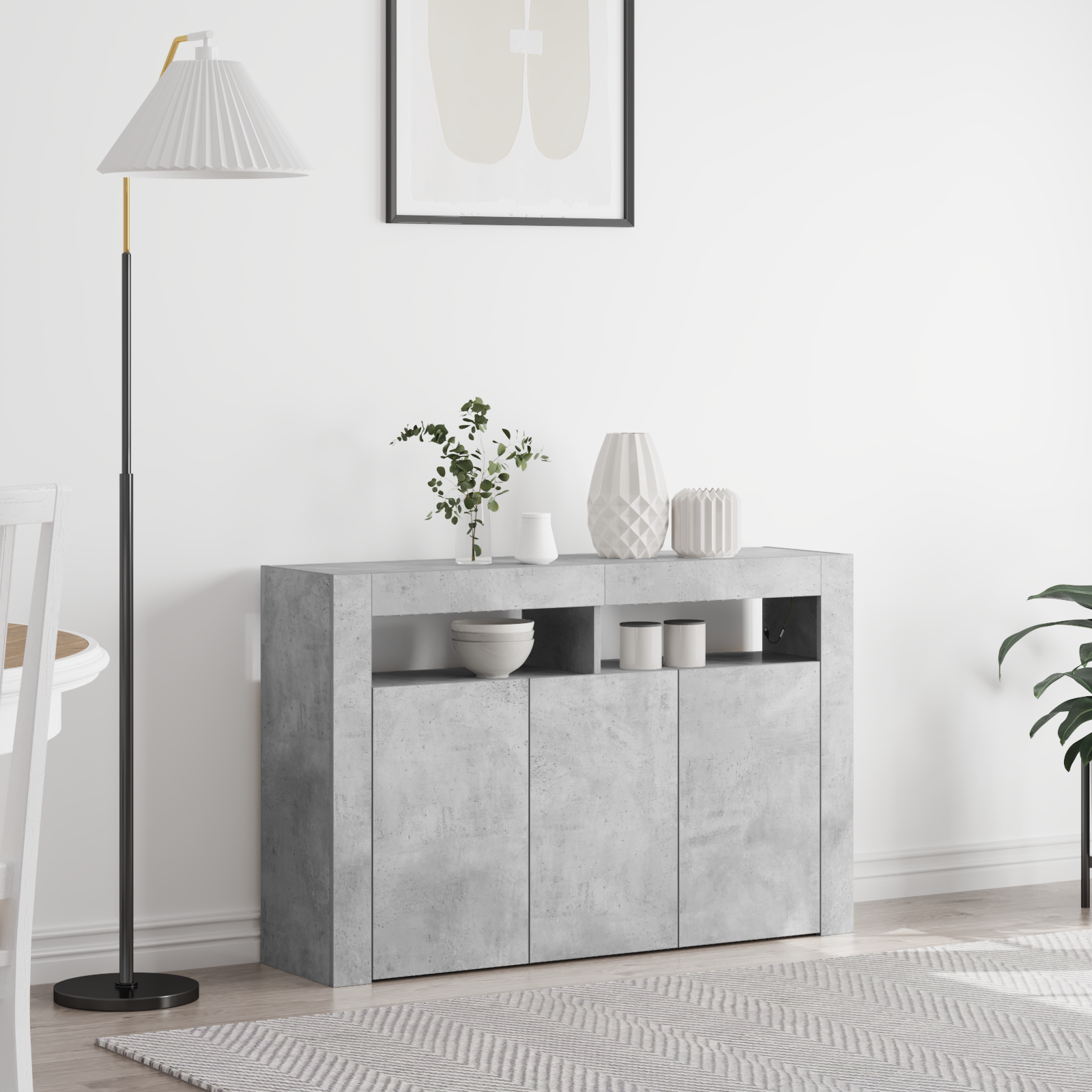 Sideboard Beton Grå 116 x 30 x 75 cm Konstrueret træ