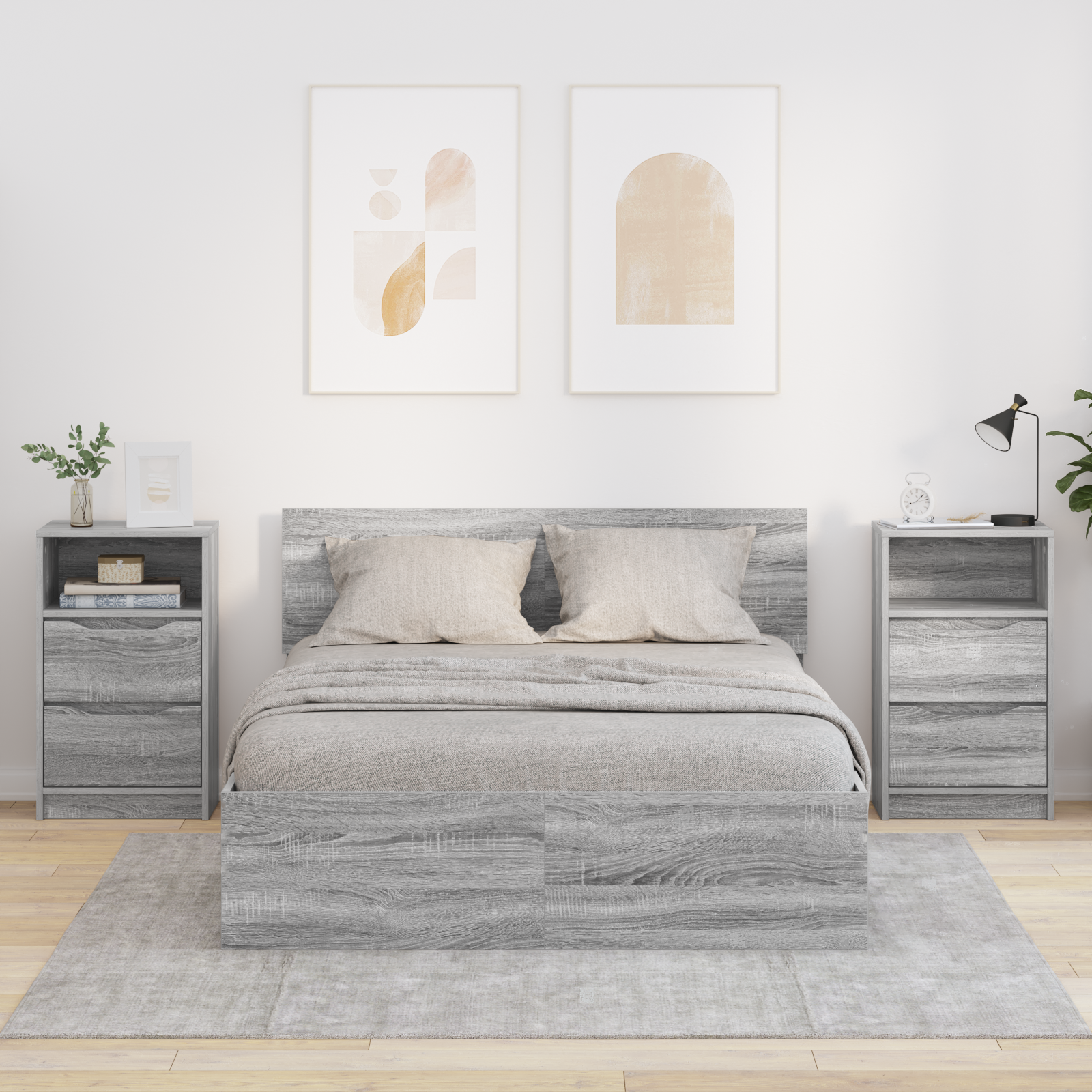 Sengeborde 2 pcs Grå Sonoma 40 x 30 x 467 cm Konstrueret træ