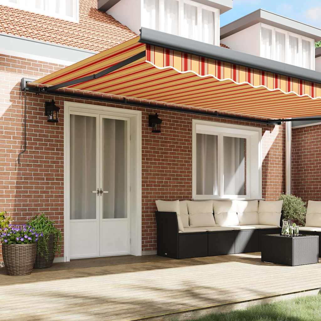 foldemarkise manuel betjening 4x3 m stof aluminium gul hvid