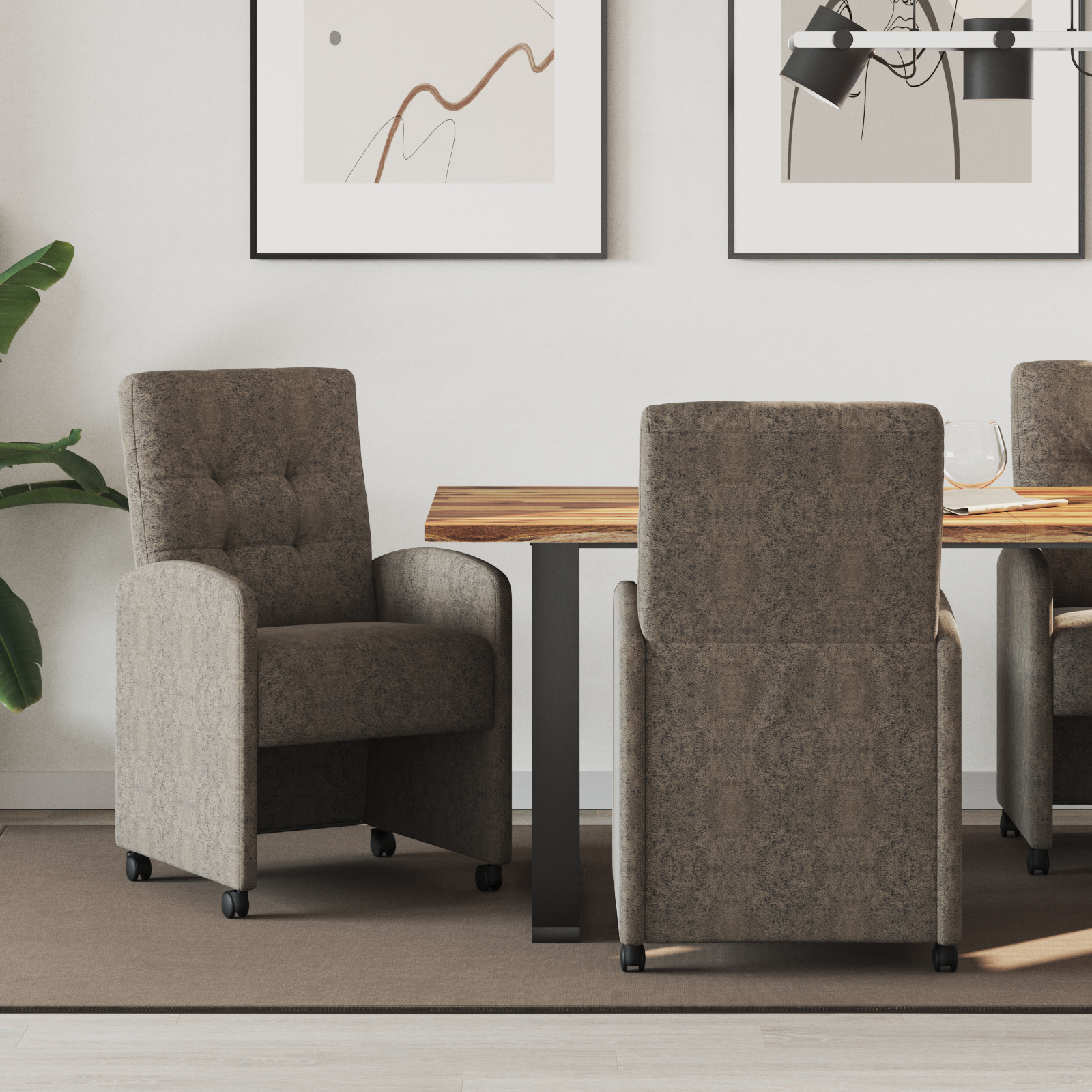 Spisebordsstole med hjul 2 pcs Mørkegrå 58 x 67 x 97 cm
