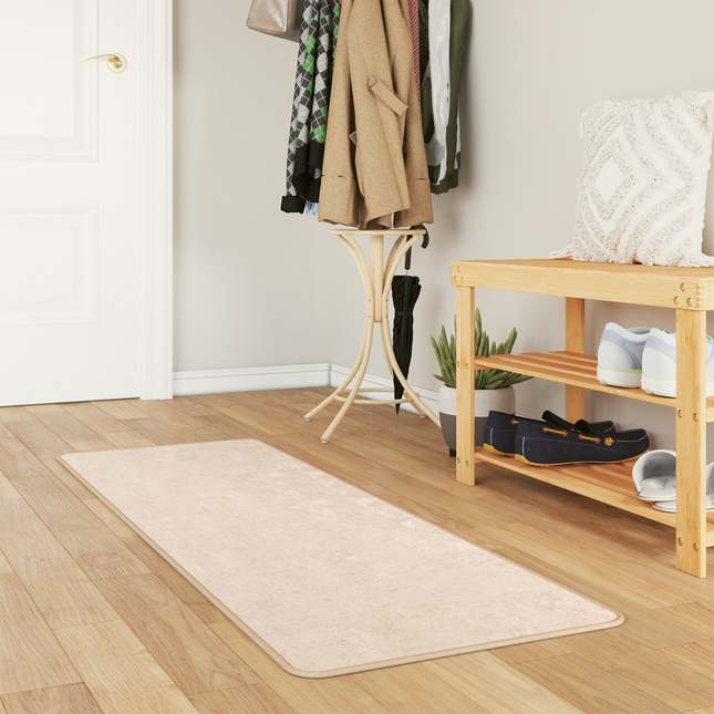 Tæppe Runner Ensfarvet MARSA Creme 50 x 100 cm Polyester og PVC