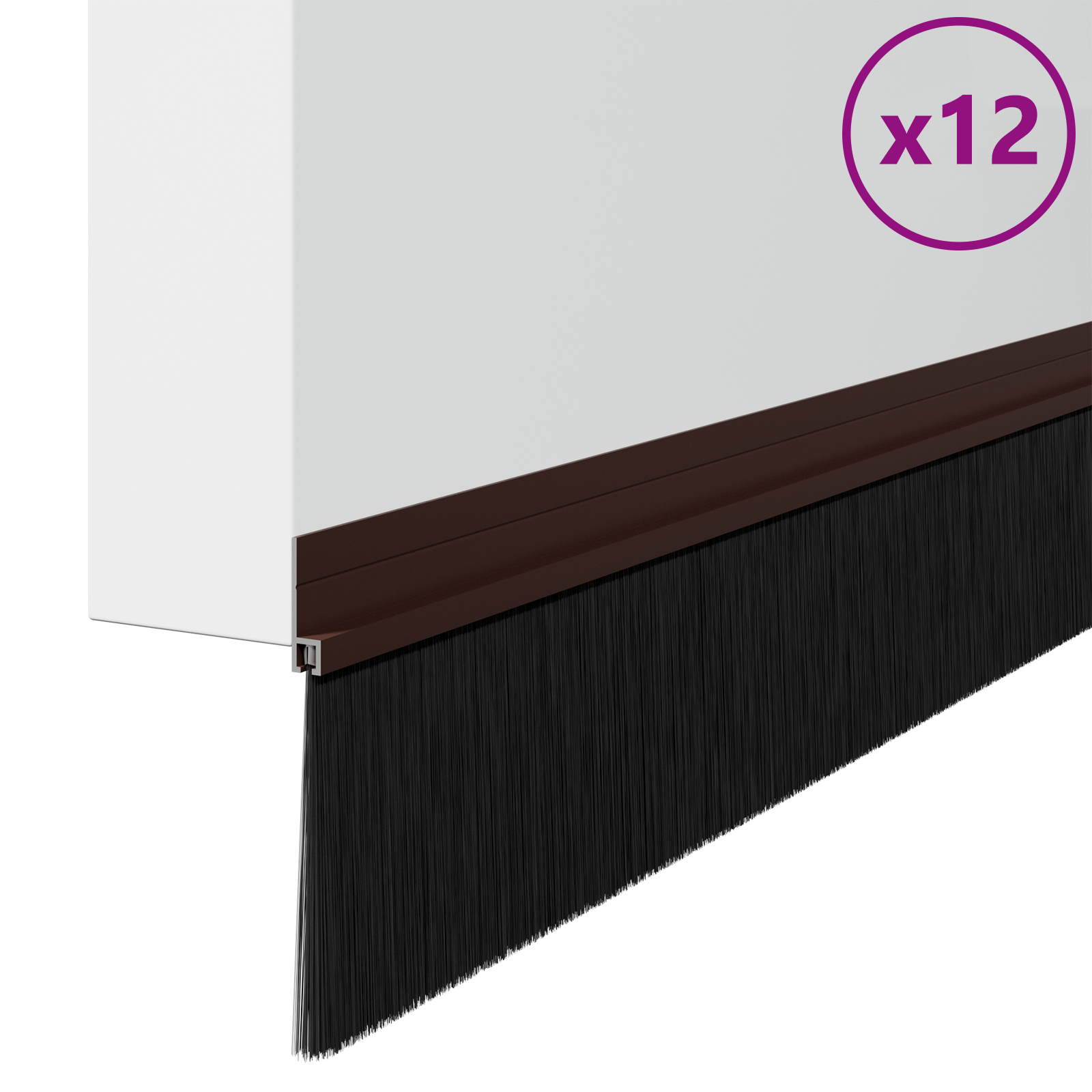 Selvklæbende dørbørstetætninger 12 pcs Brun 100 cm