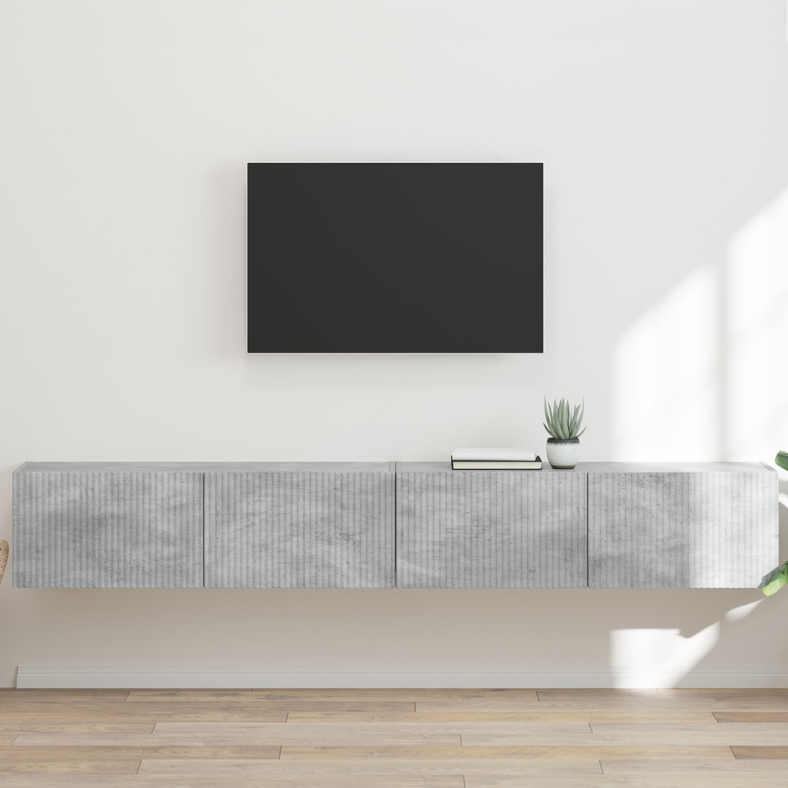 TV vægskab 2 pcs Beton 98 x 31 x 29,5 cm Konstrueret træ