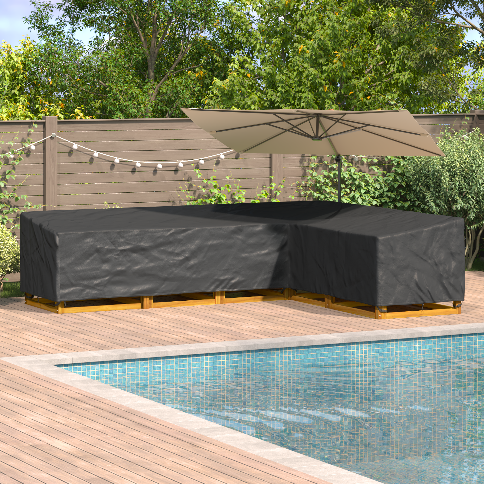 Møbelbetræk Sort 355 x 275 x 80 cm 420D Oxford Stof
