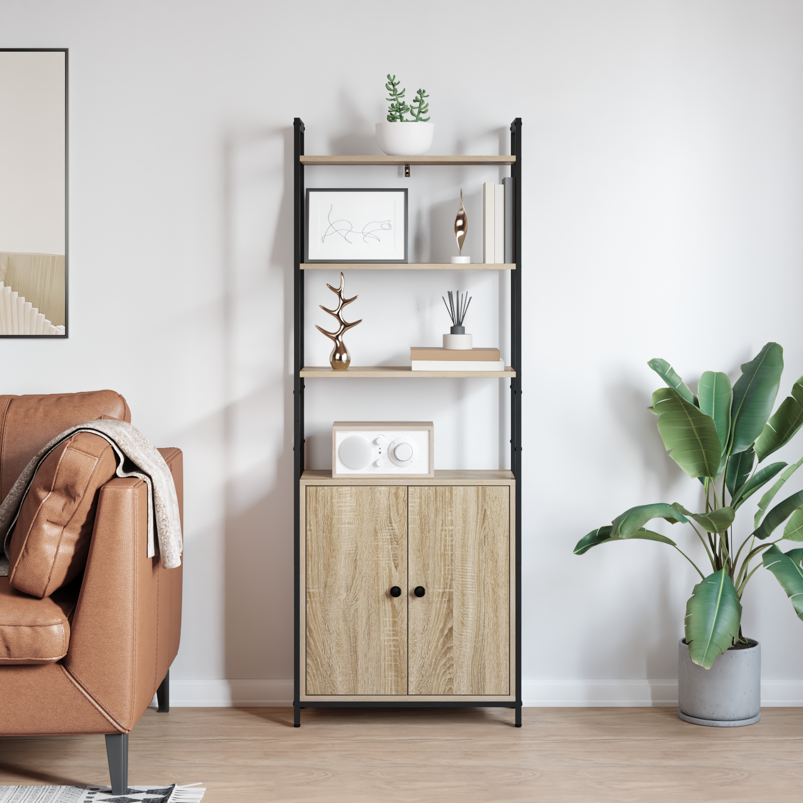 Bogskab Sonoma eg 60 x 24 x 161 cm Konstrueret træ