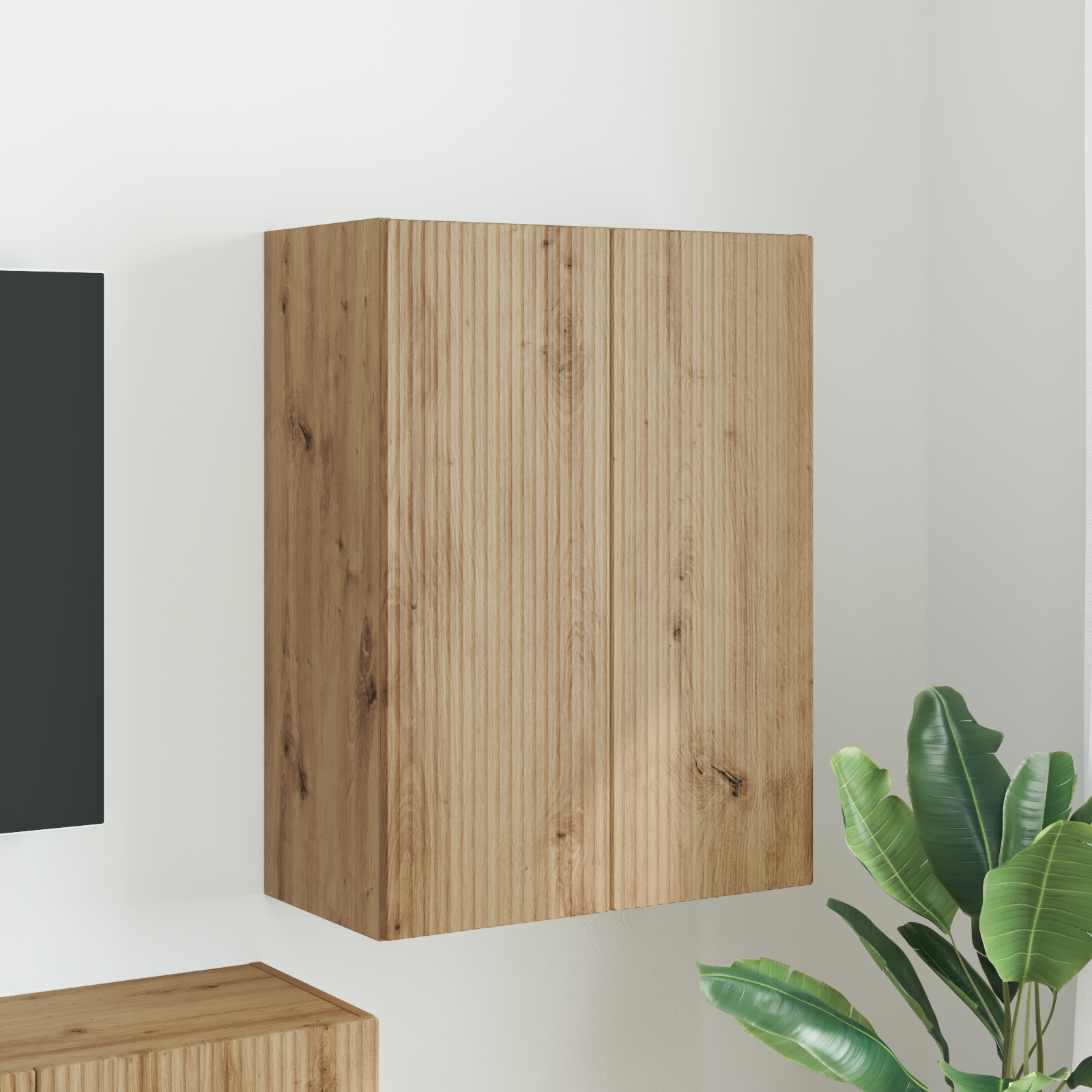 TV vægskab Vægmonteret Hvid 59,5 x 31 x 60 cm Konstrueret træ
