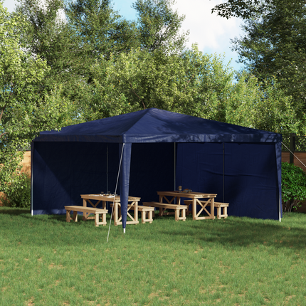 Festasidevæg 2 stk. 400 x 195 cm Blå PE og stål