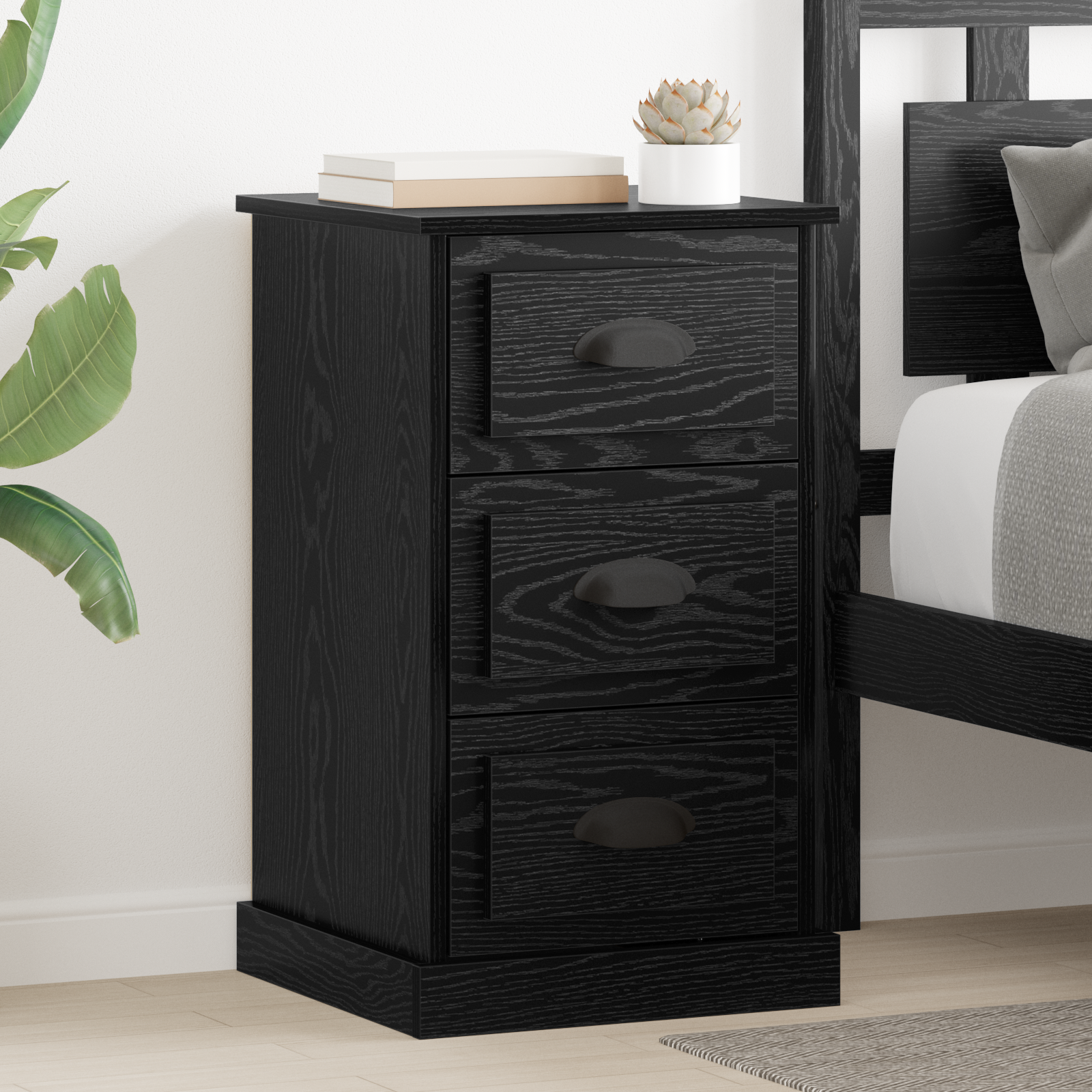 Natskab med skuffe Sort eg 39 x 39 x 67,5 cm Konstrueret træ
