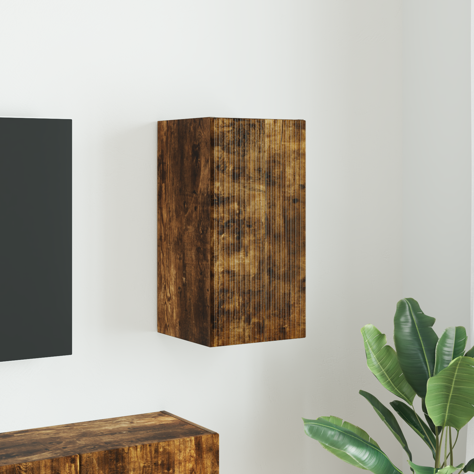 TV vægskab Vægmonteret Røget eg 30 x 31 x 60 cm Konstrueret træ