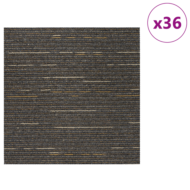 Tæppeflise Stribet Lys Brun 50 x 50 cm 36 pcs PP og Bitumen