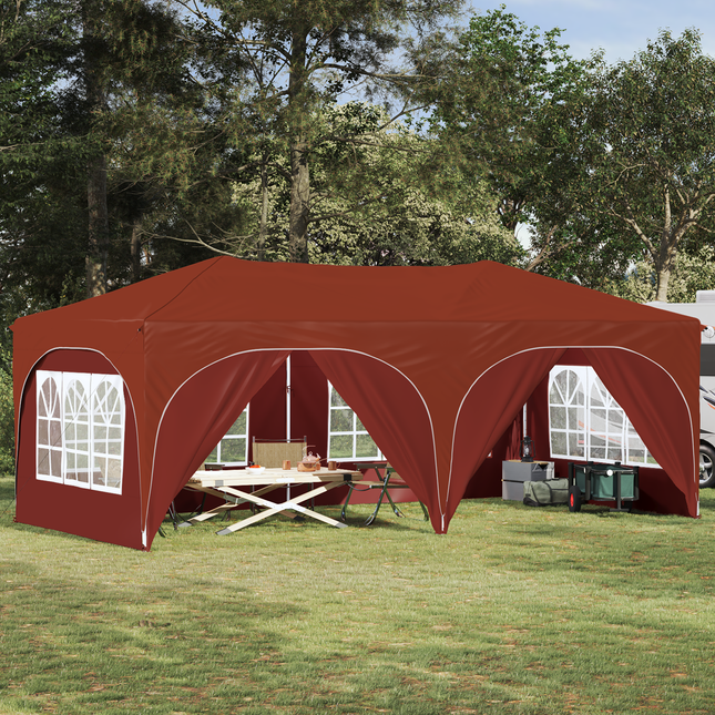 Pop-up Festtelt 575 x 288 x 245 cm Terrakotta Oxford stof